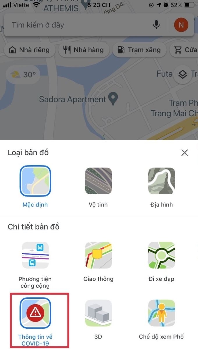 Cách xem các khu vực bị phong tỏa bằng Google Maps trên điện thoại (3)