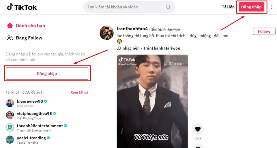 Đăng nhập tài khoản TikTok Đăng nhập tài khoản TikTok