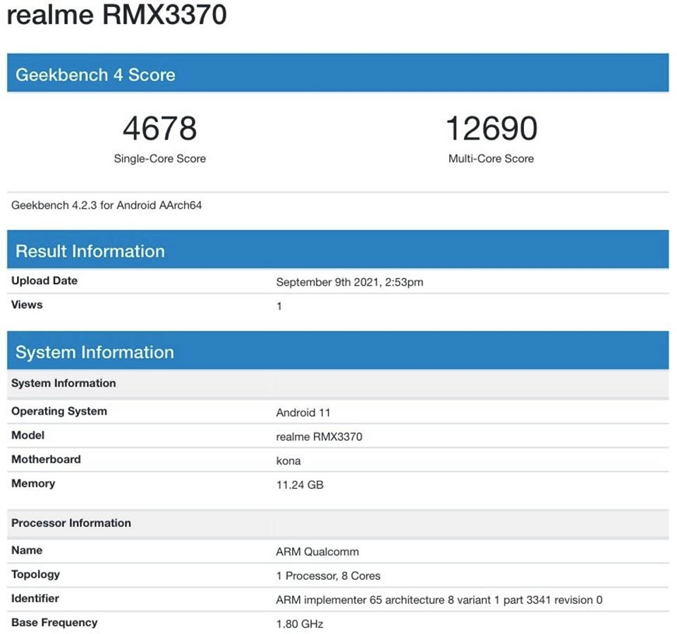 Realme GT Neo2 xuất hiện trên Geekbench Realme GT Neo2 xuất hiện trên Geekbench