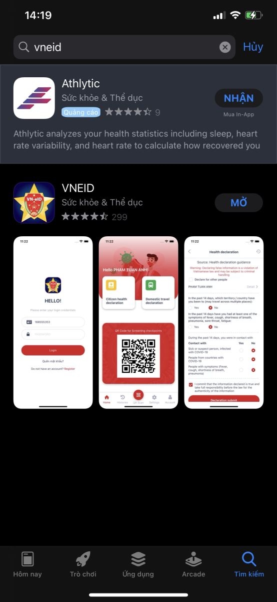 Chi tiết cách dùng app VNEID để khai báo y tế và khai báo di chuyển nội địa (1)