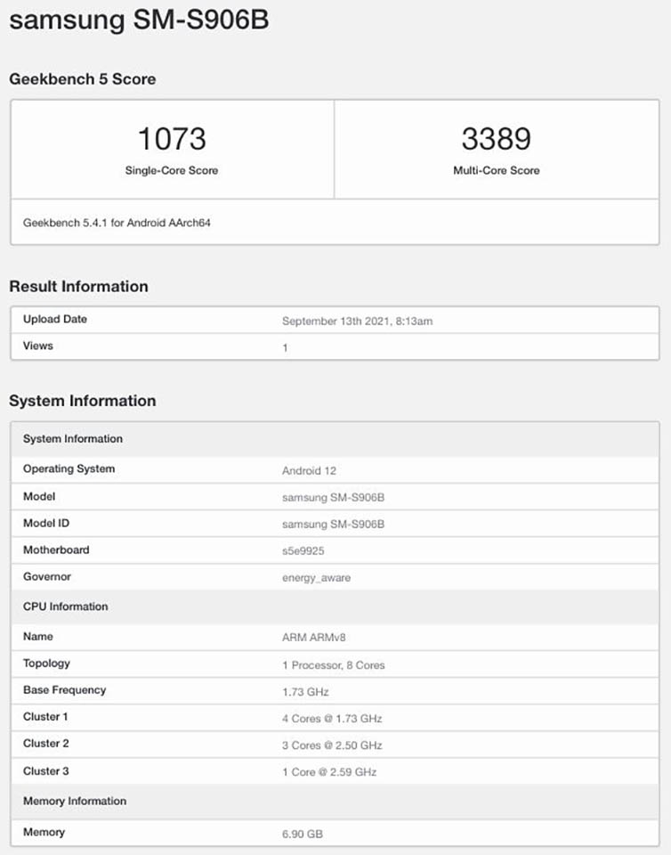 Galaxy S22+ lộ cấu hình trên Geekbench (ảnh 1)