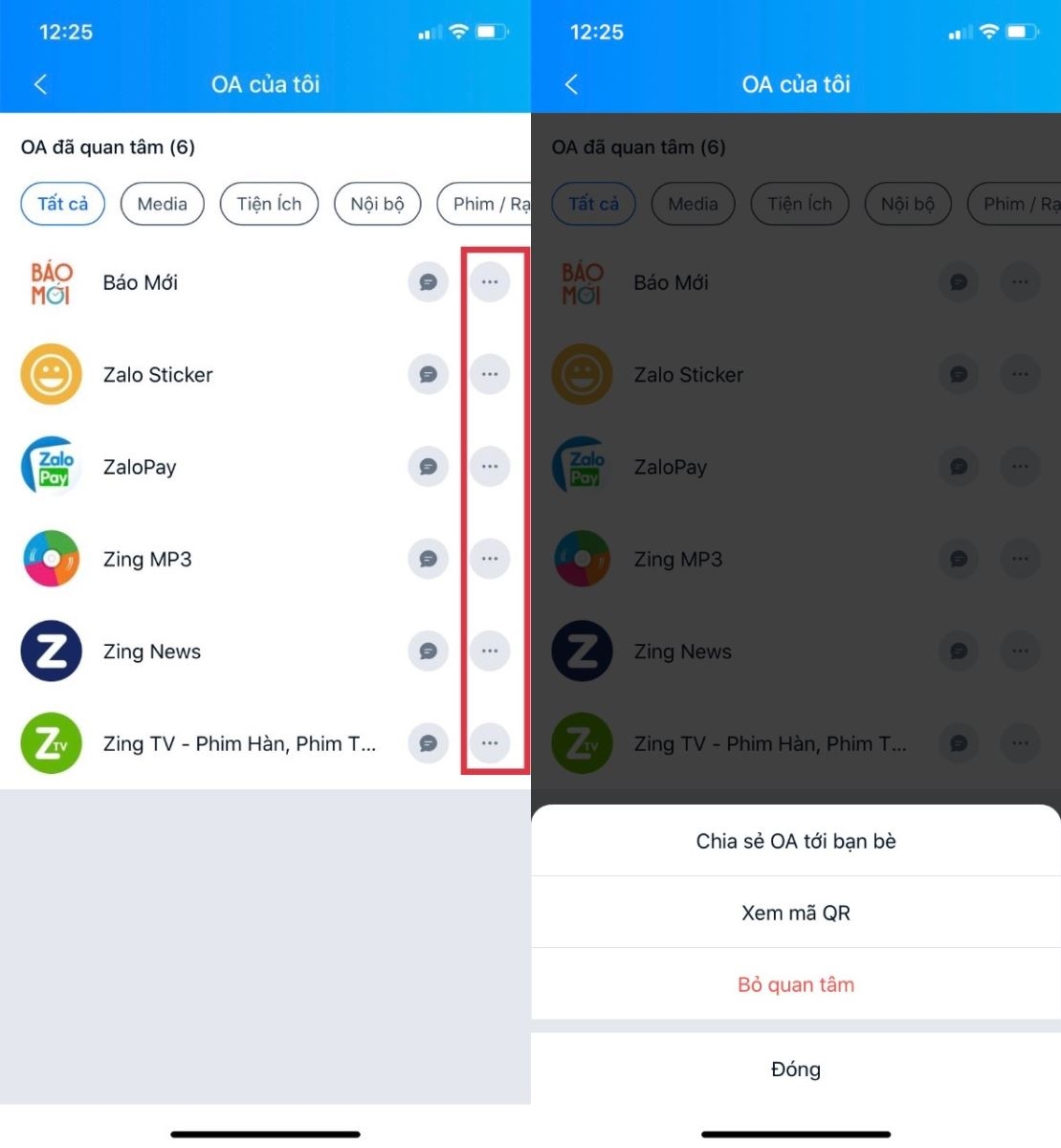 Bỏ quan tâm hàng loạt Zalo OA không cần thiết (3)