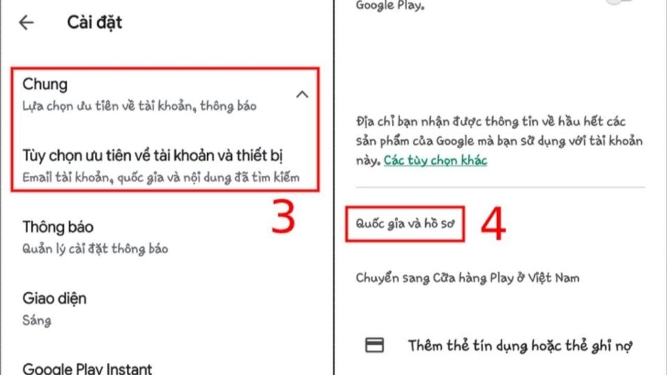 cách chuyển vùng ch play 4
