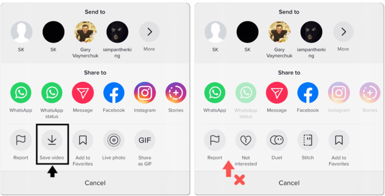 Tải video TikTok không có nút lưu