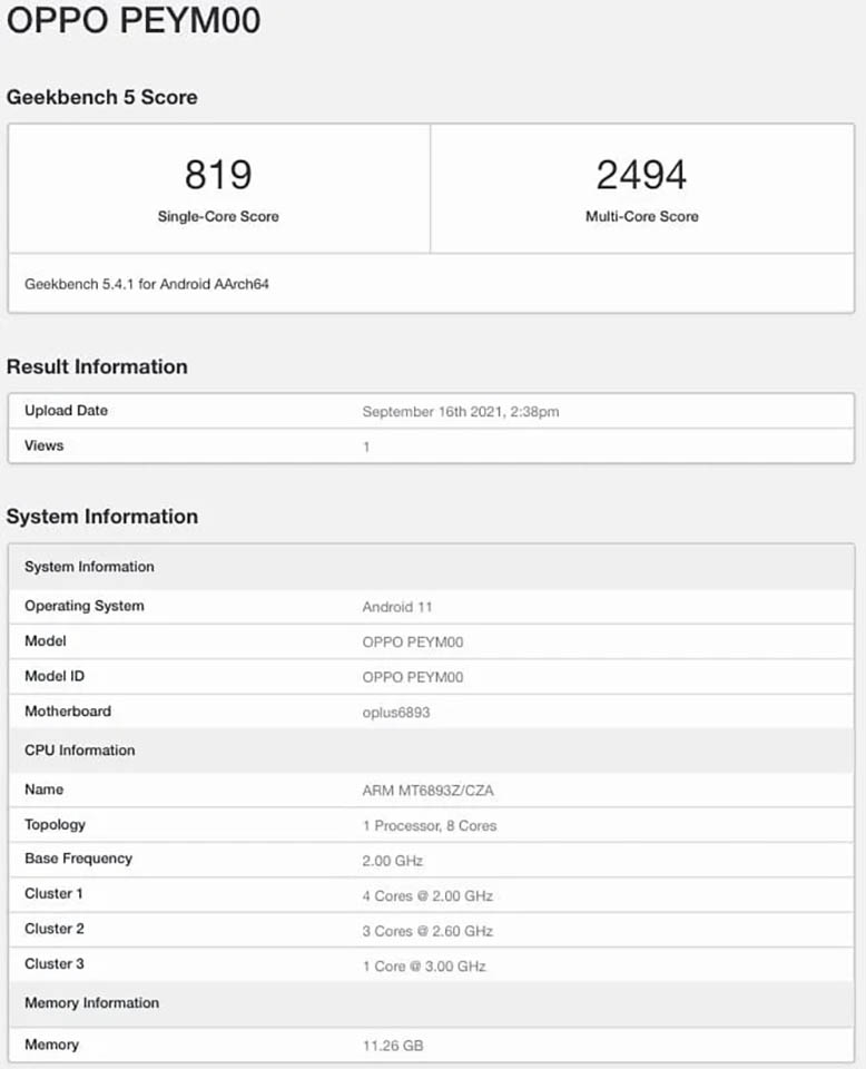 OPPO K9 Pro lộ cấu hình trên Geekbench OPPO K9 Pro lộ cấu hình trên Geekbench