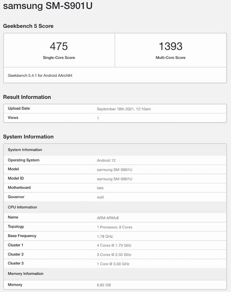 Galaxy S22 xuất hiện trên Geekbench Galaxy S22 xuất hiện trên Geekbench