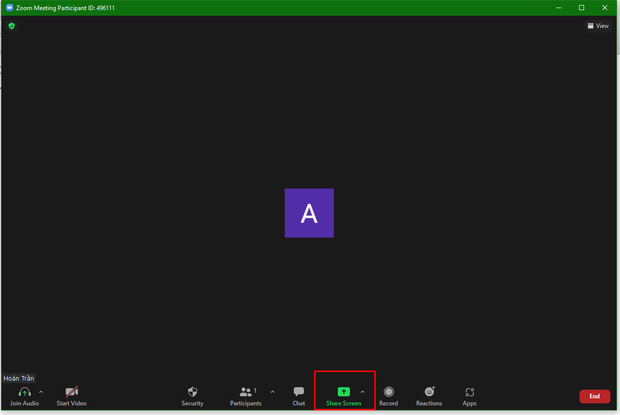 Bước 2 chia sẻ màn hình