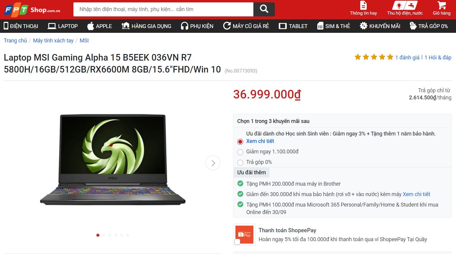 MSI Alpha 15: Laptop chiến game đỉnh cao với sức mạnh từ cặp đôi nhà AMD 23
