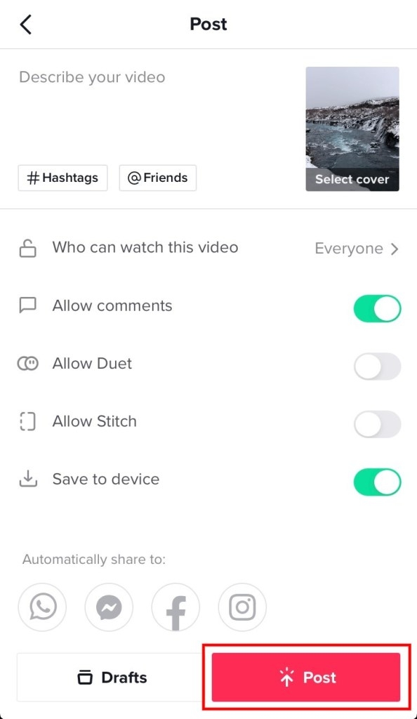 Đăng lại video TikTok bị lỗi