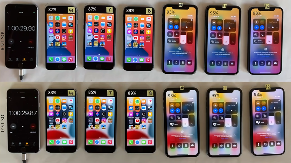 So sánh pin iOS 15 và iOS 14.8 (ảnh 1)