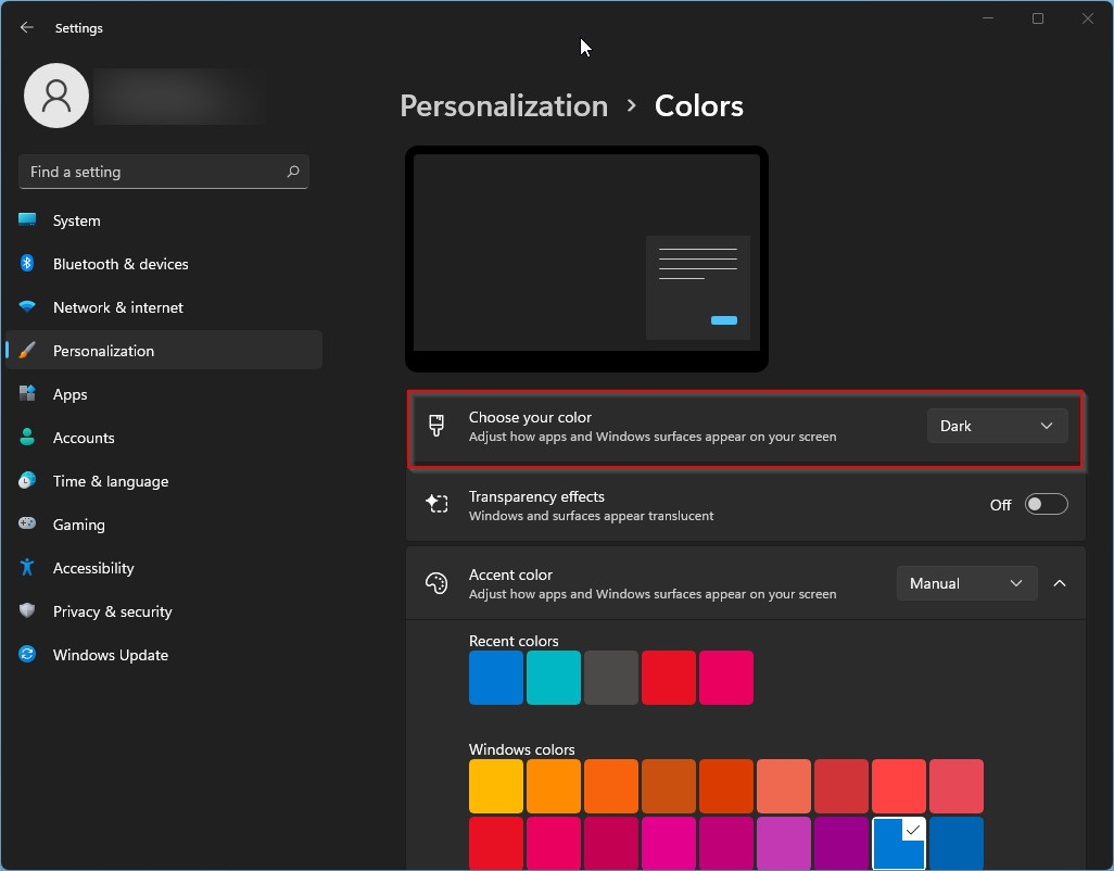 Chia sẻ bạn 4 cách bật chế độ tối trên Windows 11 (6)