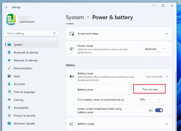 Cách bật trình tiết kiệm pin trên Windows 11 (3)