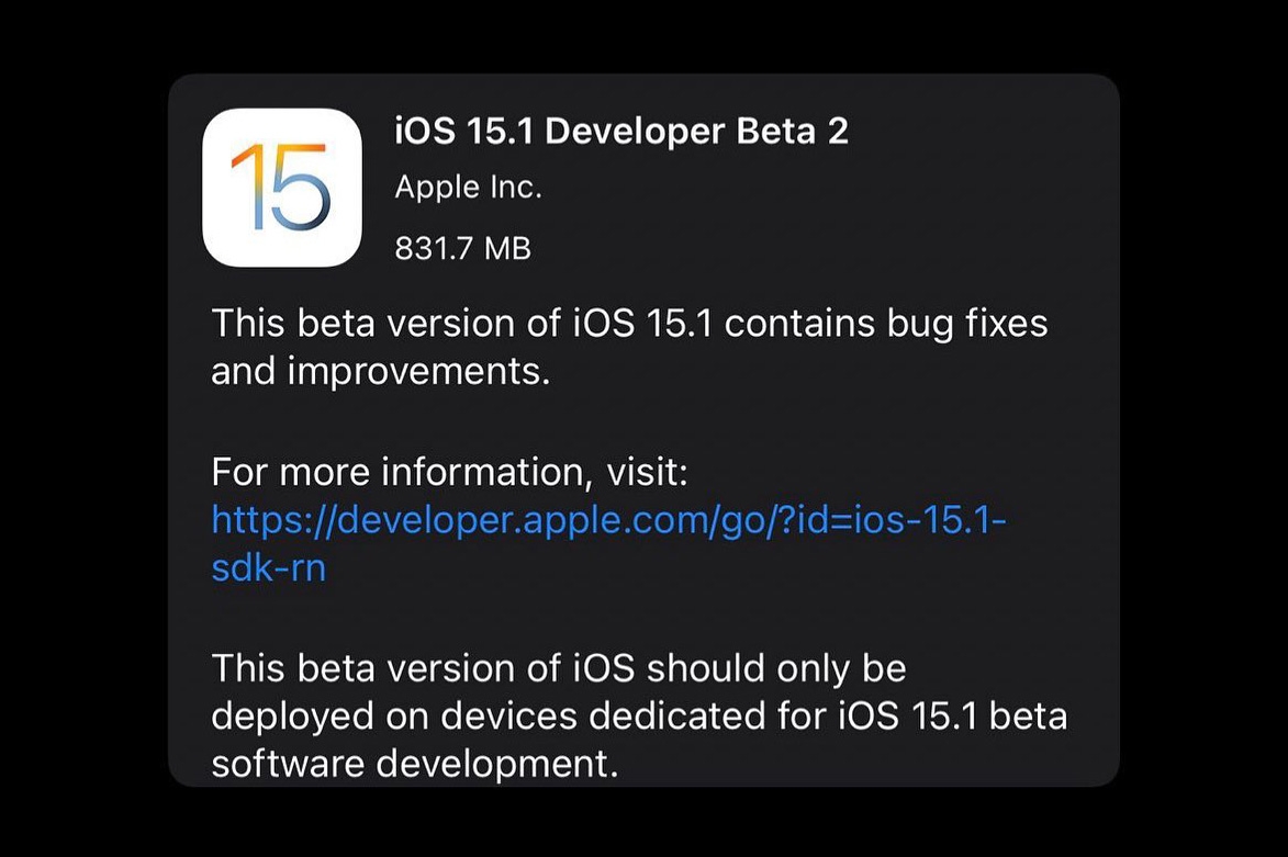 iOS 15.1 beta 2