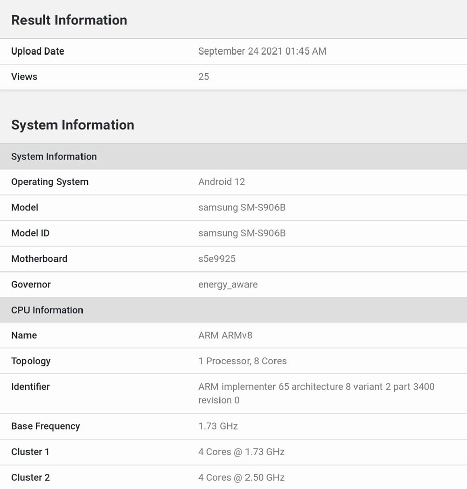 Galaxy S22+ được thử nghiệm trên Geekbench Galaxy S22+ được thử nghiệm trên Geekbench