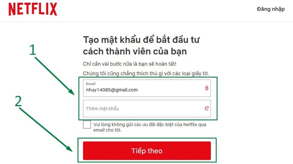 Bạn phải điền email và mật khẩu vào ô để