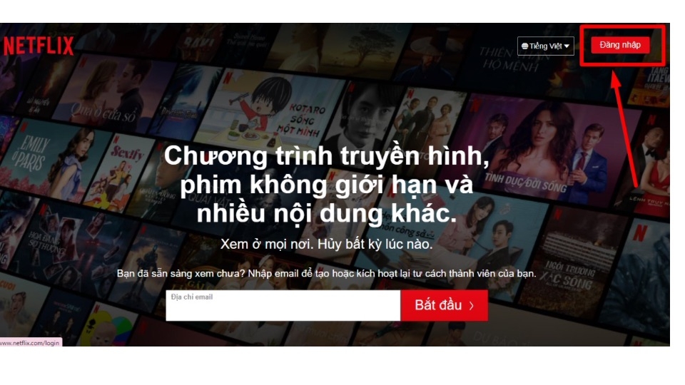 Truy cập vào trang chủ của Netflix