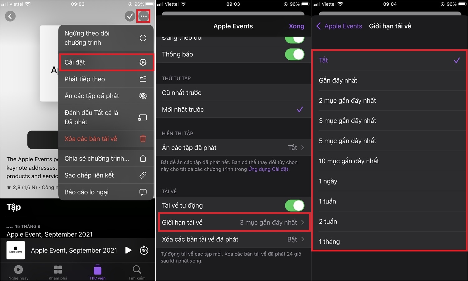 Hướng dẫn cách xóa, chặn tải xuống podcast tự động trên iPhone (10)