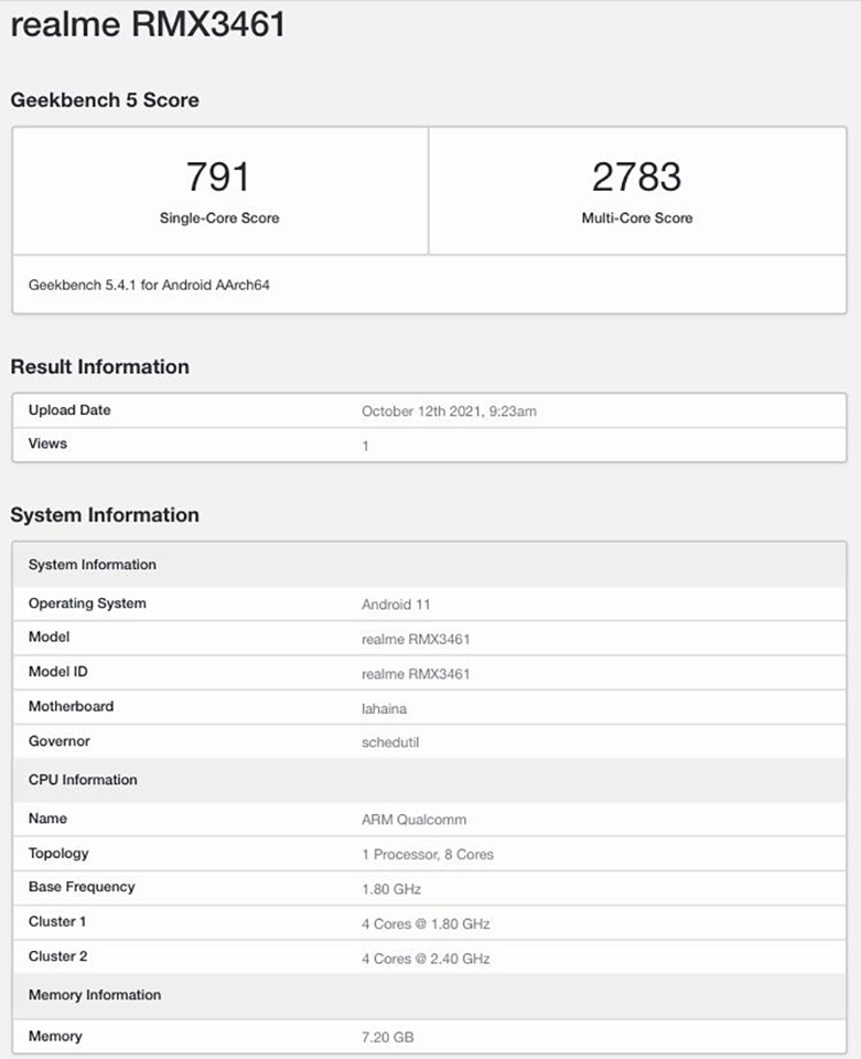 Realme Q3s được xác nhận cấu hình trên Geekbench Realme Q3s được xác nhận cấu hình trên Geekbench