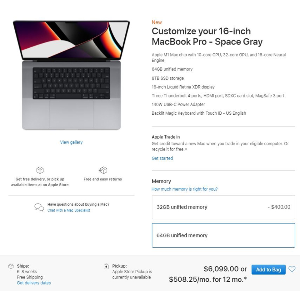 MacBook Pro 16 inch 2021