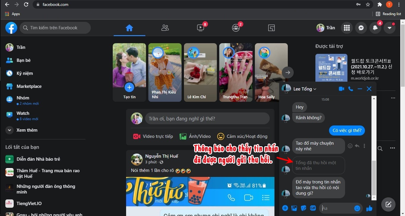 Cách xem tin nhắn đã thu hồi trên Messenger 3