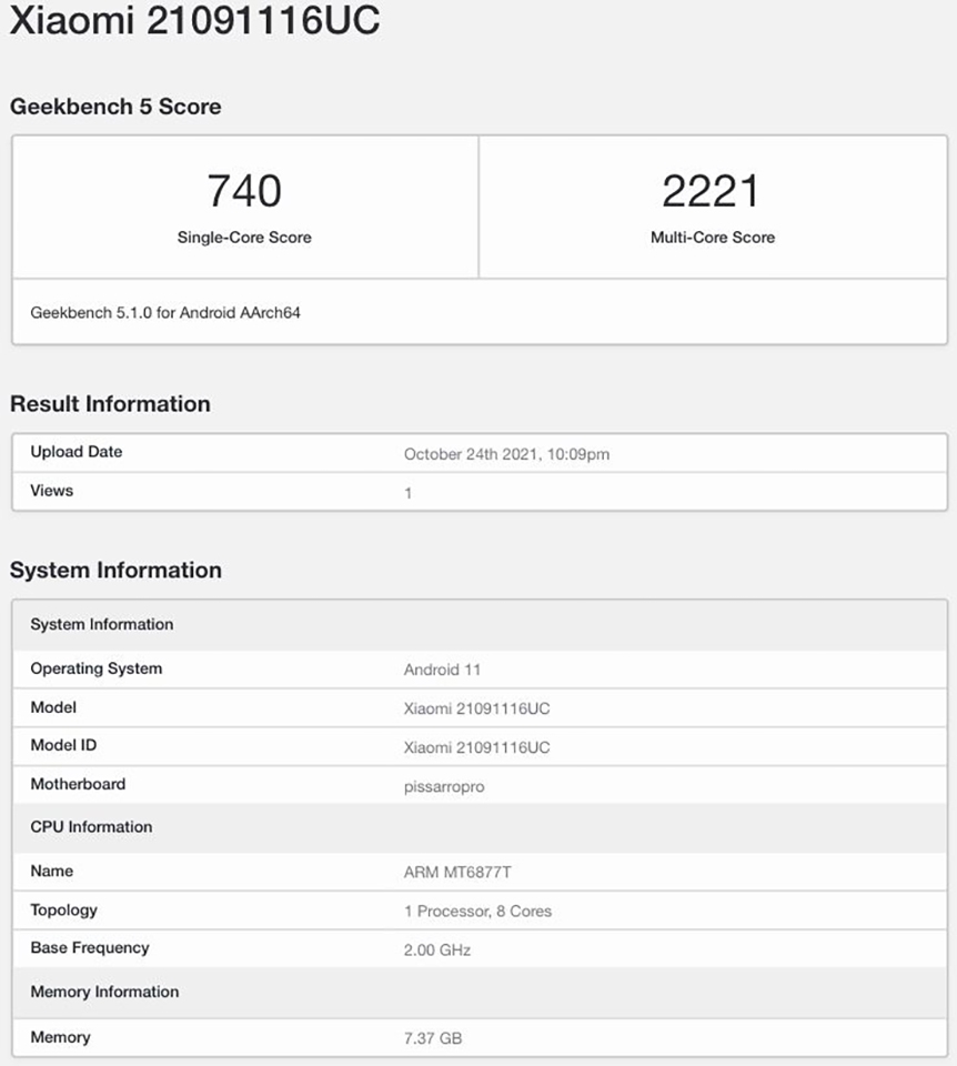 Redmi Note 11 Pro lộ điểm hiệu năng trên Geekbench (ảnh 2) Redmi Note 11 Pro lộ điểm hiệu năng trên Geekbench (ảnh 2)