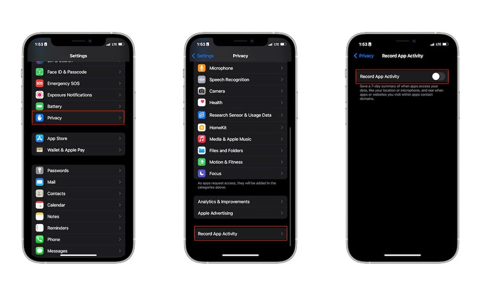 Sử dụng tính năng báo cáo quyền riêng tư của ứng dụng
