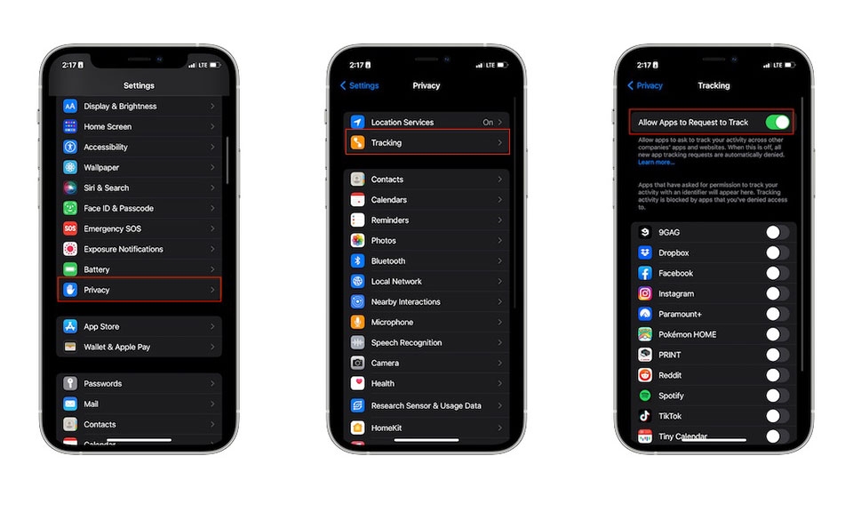 Không cho phép ứng dụng theo dõi hoạt động của bạn