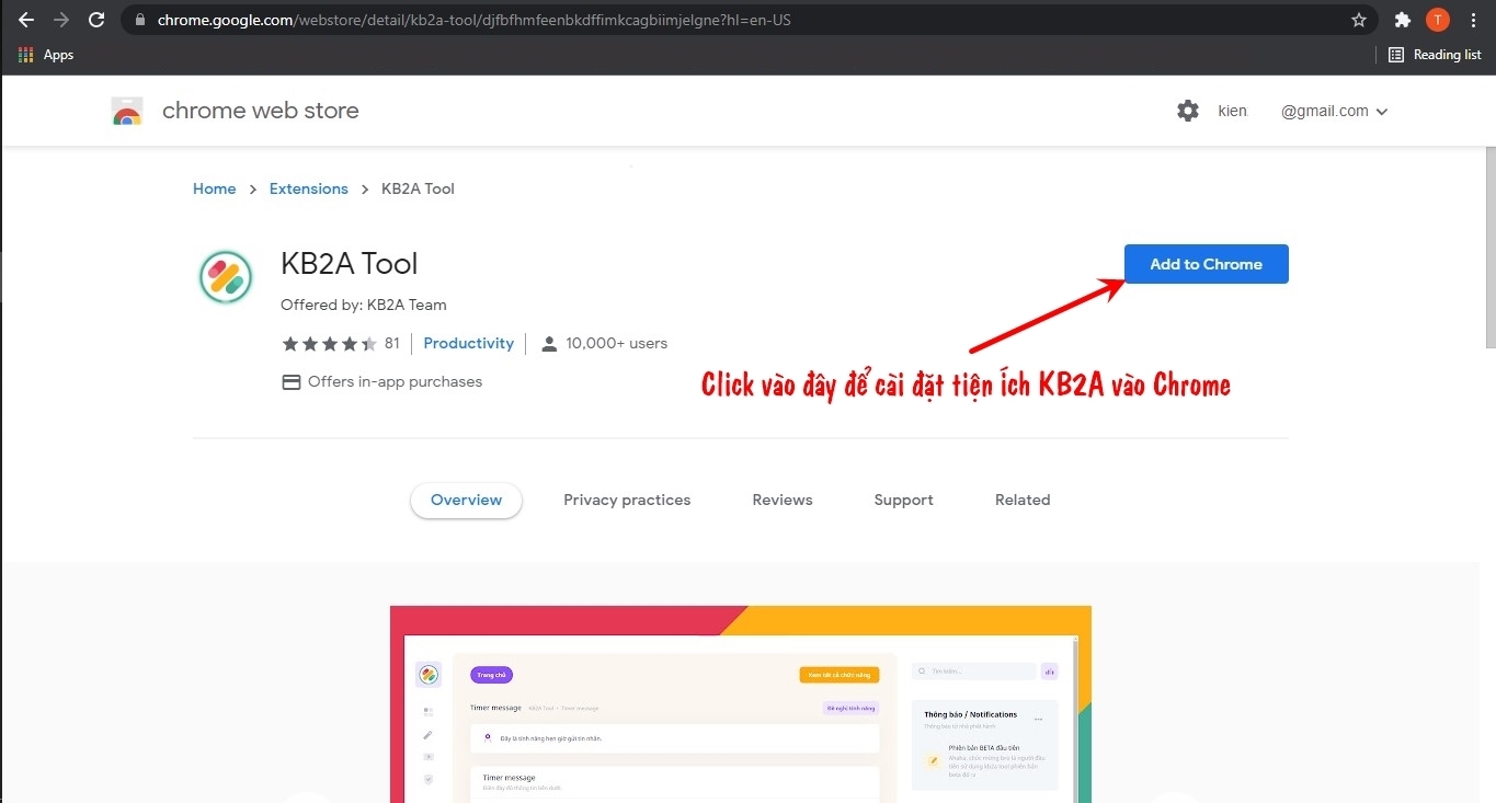 Thao tác thêm KB2A Tool và Chrome rất dễ dàng.