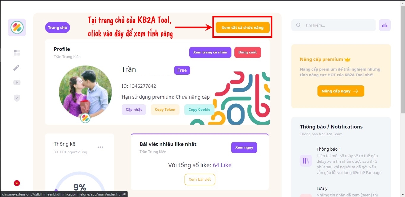 Click để xem tất cả chức năng của KB2A Tool.