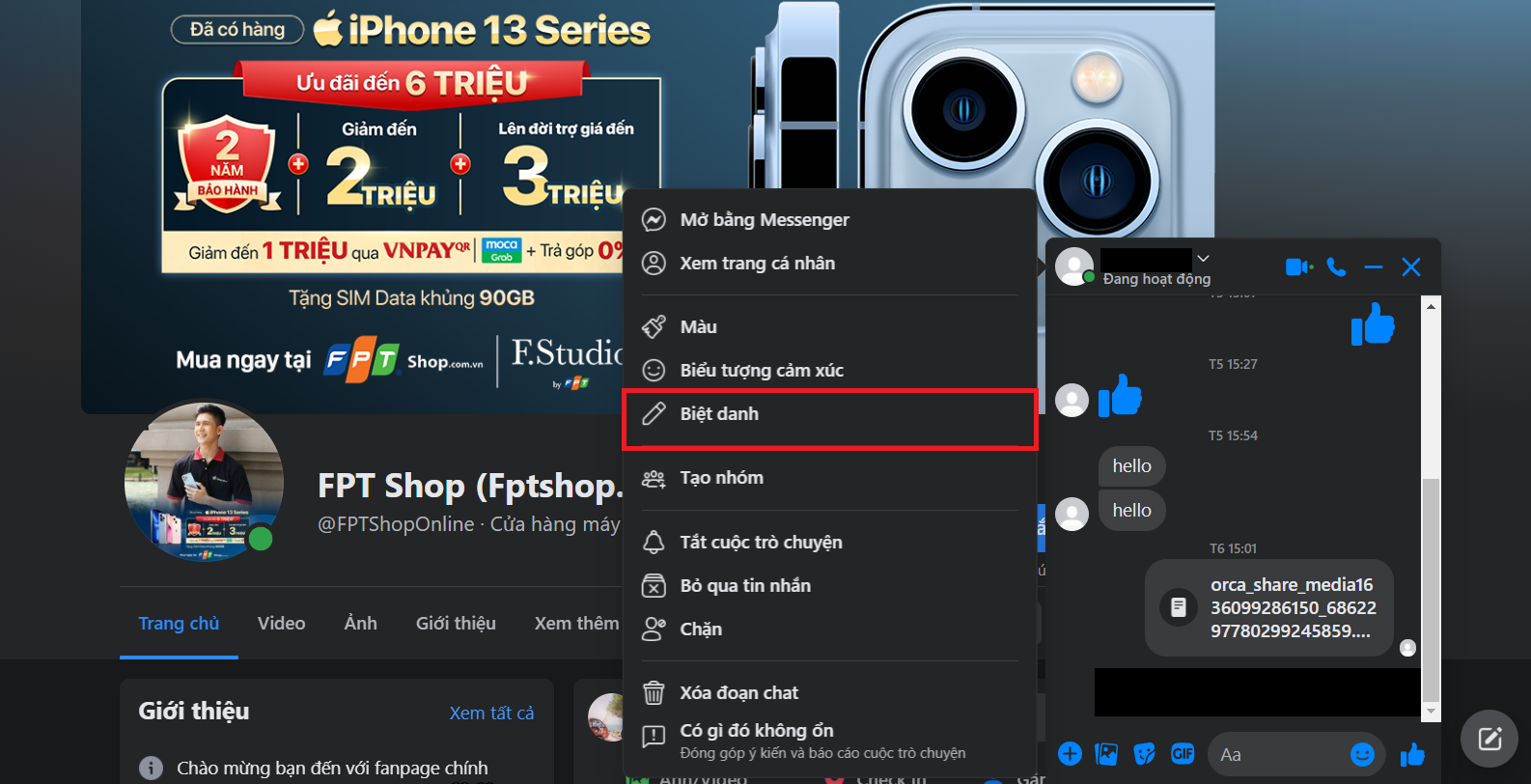 Cách đặt biệt danh trên Messenger điện thoại và máy tính cực dễ (3)