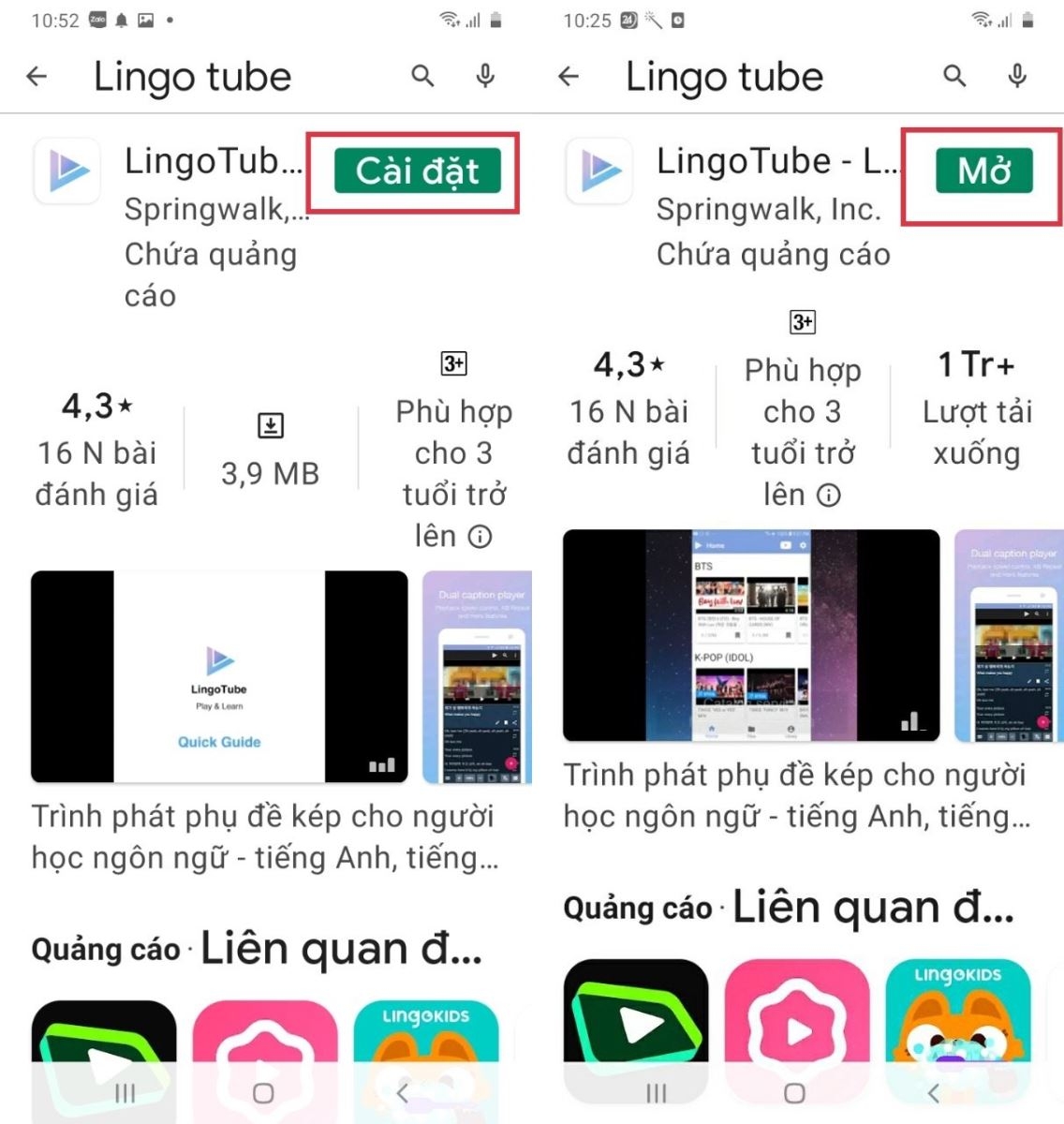 Cách xem phụ đề song ngữ YouTube trên điện thoại Android (1)