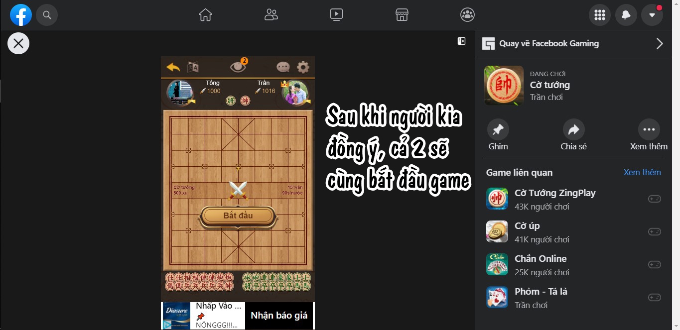 Nếu họ đồng ý, việc chơi game online sẽ được bắt đầu.