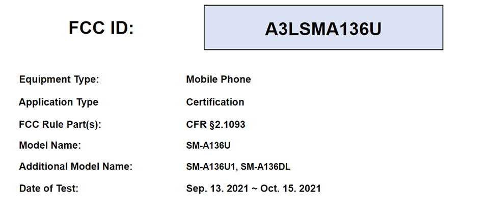 Galaxy A13 5G đạt chứng nhận FCC (ảnh 5) Galaxy A13 5G đạt chứng nhận FCC (ảnh 5)