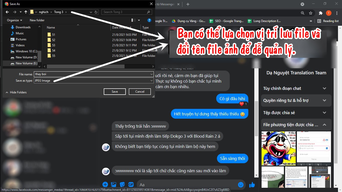 Người dùng có thể đổi tên ảnh và chọn đường dẫn để lưu trữ ảnh.