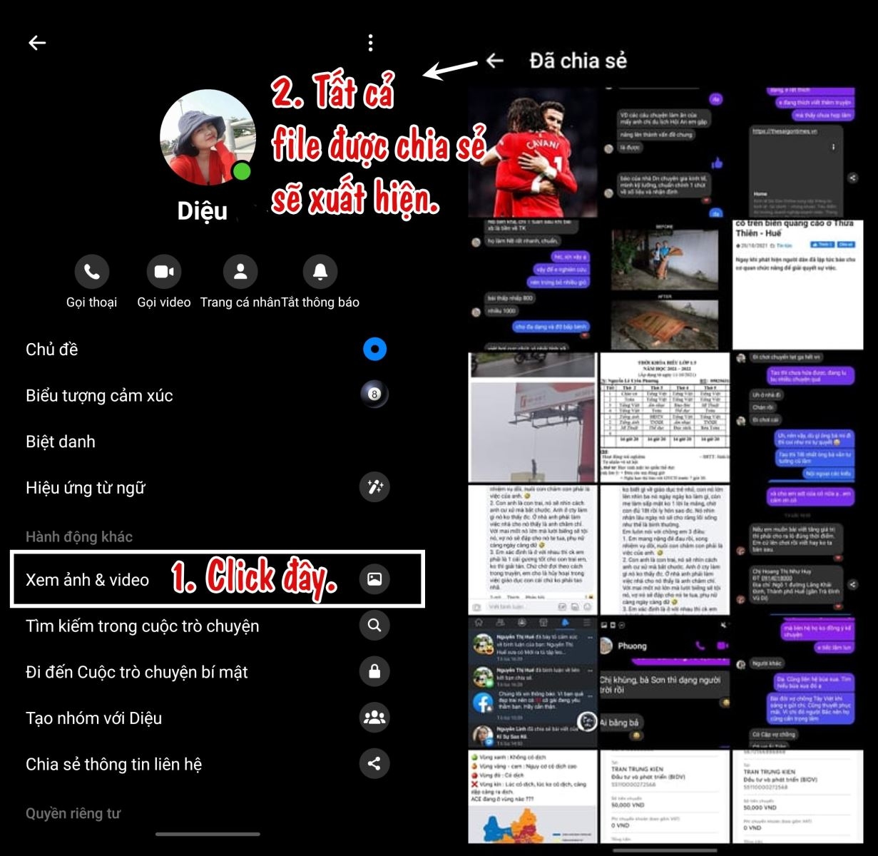 Thao tác tiếp theo để xem tất cả hình ảnh đã được chia sẻ.
