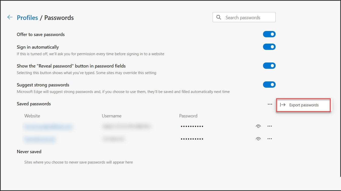 Cách xuất mật khẩu trong Microsoft Edge (5)