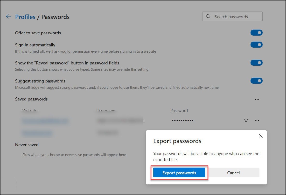 Cách xuất mật khẩu trong Microsoft Edge (6)