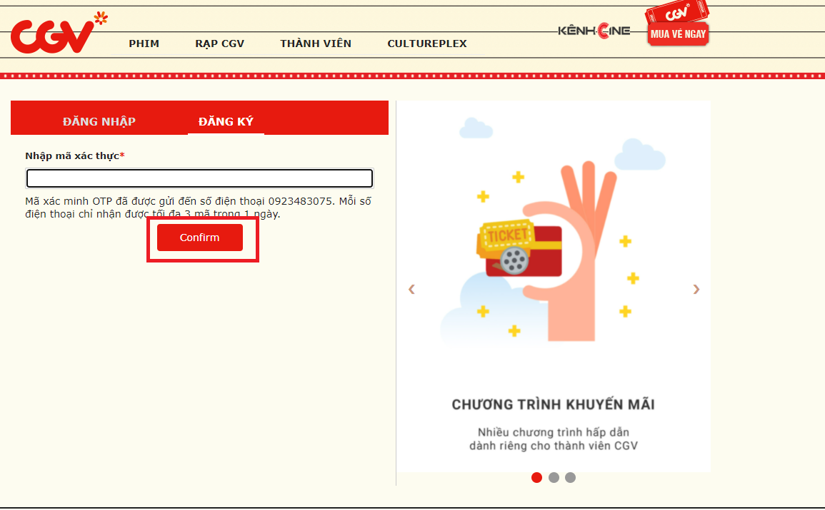 Hướng dẫn cách đăng ký tài khoản thành viên CGV (2)