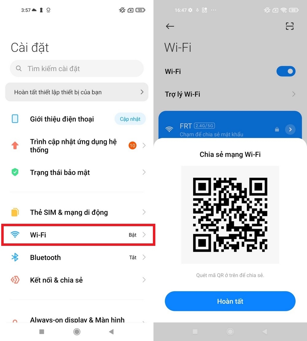 Chia sẻ Wi-Fi trên trên Xiaomi 11 Lite 5G NE