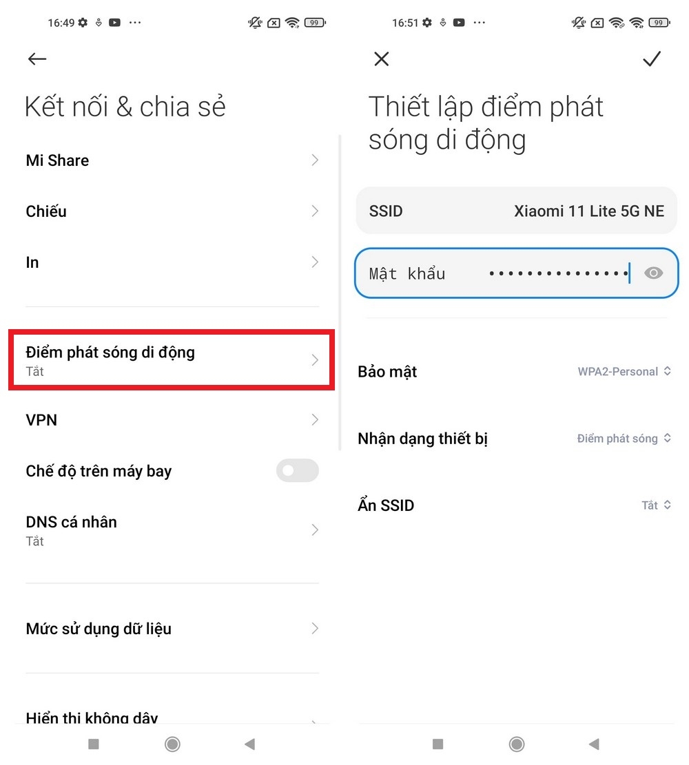 Bật chia sẻ dữ liệu trên Xiaomi 11 Lite 5G NE