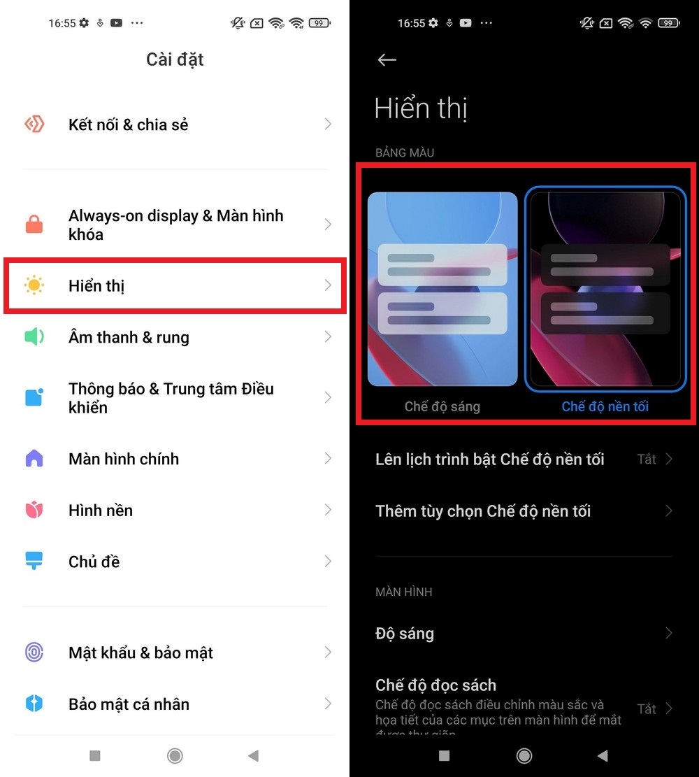 Chế độ tối trên Xiaomi 11 Lite 5G NE