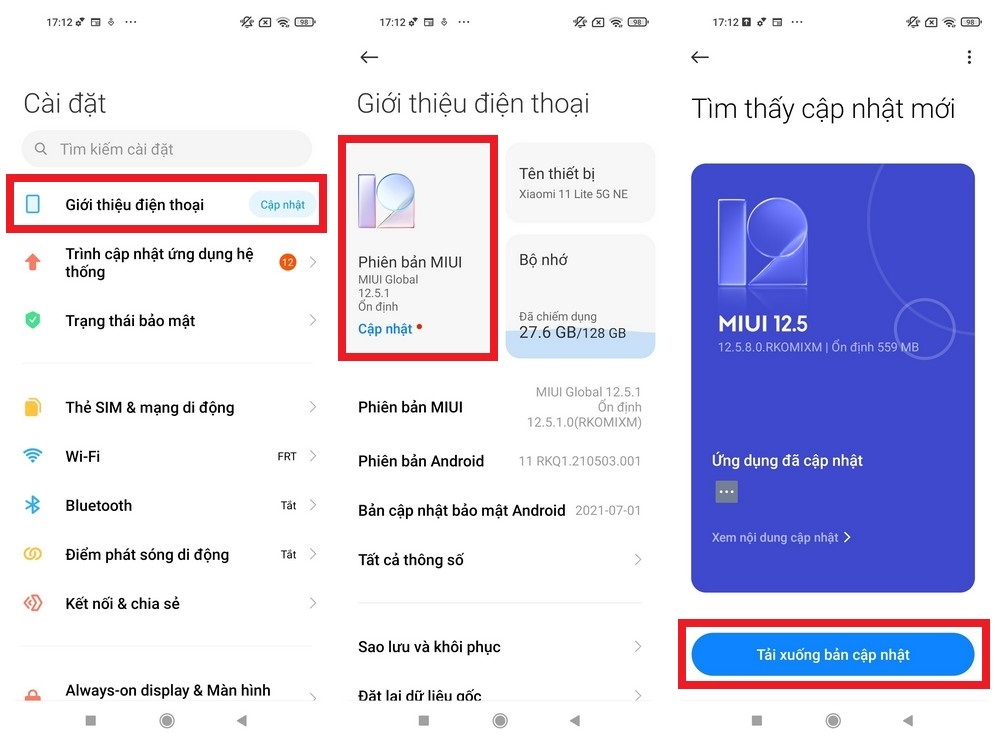 Cập nhật phần mềm trên Xiaomi 11 Lite 5G NE