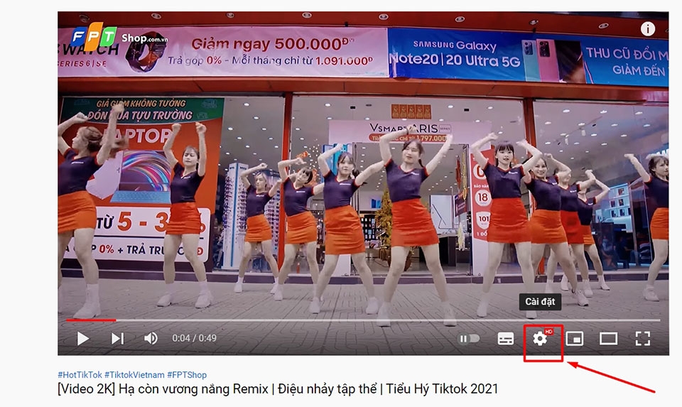 nhấn vào nút Cài đặt