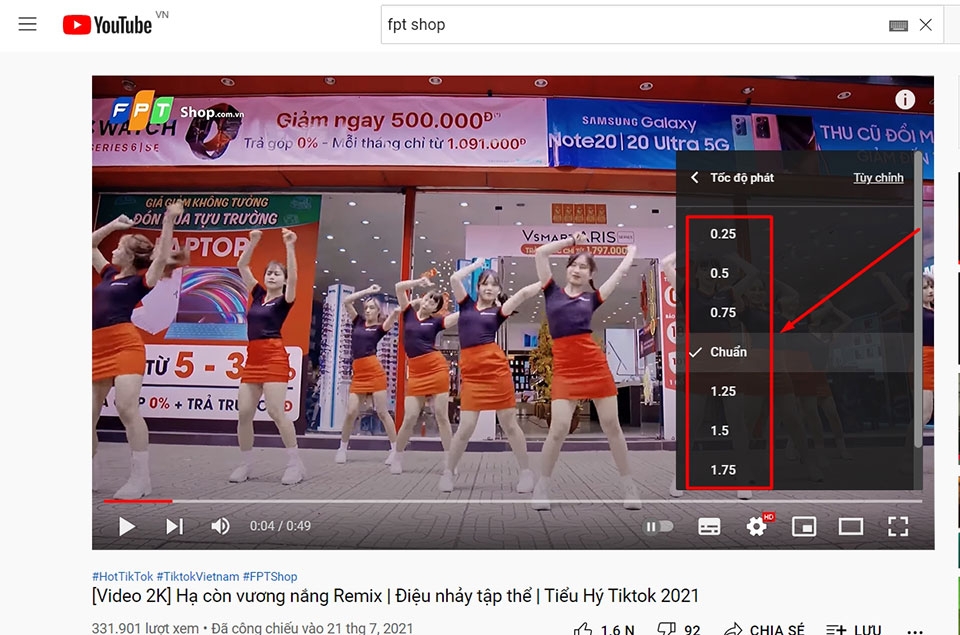 Chọn tốc độ phát lại