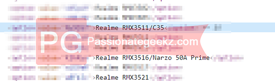 Realme Narzo 50A Prime, Realme C35 được phát hiện