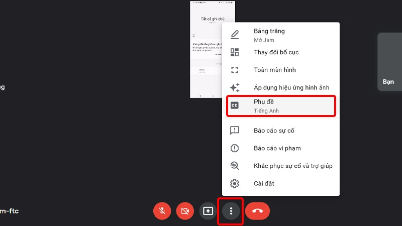 Nhấn vào dấu ba chấm và chọn Phụ đề