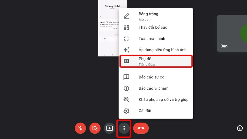 Nhấn vào dấu ba chấm và chọn Phụ đề