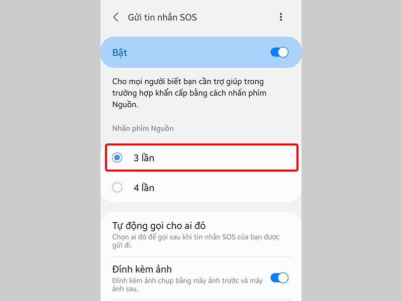 Chọn cách để gửi tin nhắn SOS