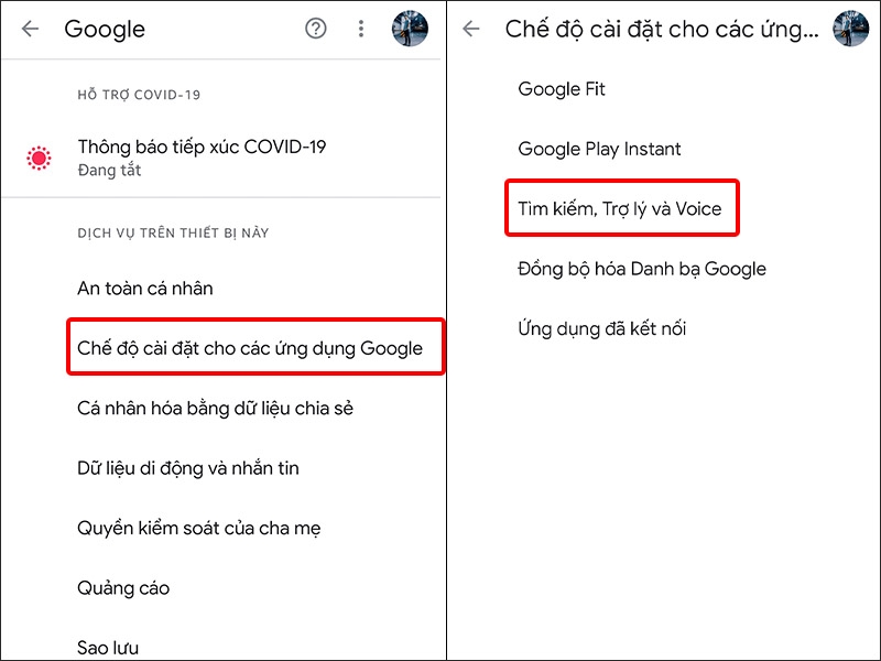 Chọn Chế độ cài đặt cho các ứng dụng Google
