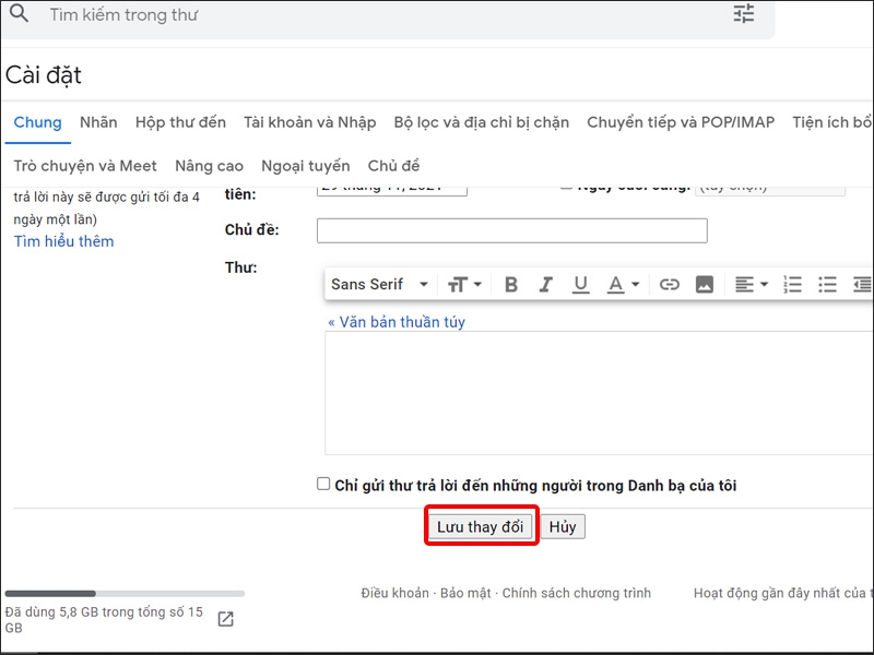 Nhấn Lưu thay đổi